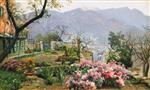 Peder Mønsted - Bilder Gemälde - Blumengarten bei Bellagio