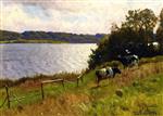 Peder Mønsted - Bilder Gemälde - Cows Grazing at Tulstrup, Denmark