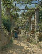 Peder Mønsted  - Bilder Gemälde - In the Shadow of an Italian Pergola