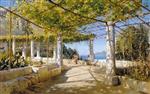 Bild:Pergola auf Capri mit Blick auf den Vesuv