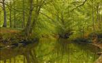 Peder Mønsted  - Bilder Gemälde - River Running through a Forest