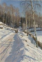 Peder Mønsted  - Bilder Gemälde - Sleigh ride on a Sunny Winter Day