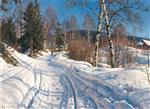 Peder Mønsted  - Bilder Gemälde - Sunny Winter Landscape
