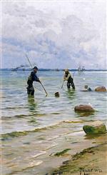 Peder Mønsted  - Bilder Gemälde - The Shell Fishermen