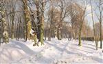 Peder Mønsted  - Bilder Gemälde - Verschneiter Winterwald im Sonnenlicht