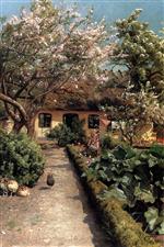 Peder Mønsted  - Bilder Gemälde - Watering The Garden