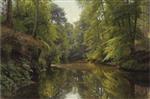 Peder Mønsted  - Bilder Gemälde - Wooded River Landscape
