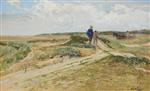 Hugo Mühlig - Bilder Gemälde - Ansicht von Sylt mit Wanderern und Pferdefuhrwerk