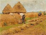 Hugo Mühlig - Bilder Gemälde - Bauern bei der Kornernte