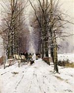 Hugo Mühlig  - Bilder Gemälde - Winter auf der Grafenberger Allee