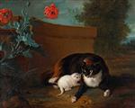 Jean Baptiste Oudry - Bilder Gemälde - Cat with a Kitten