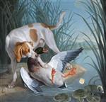 Jean Baptiste Oudry - Bilder Gemälde - Dog with a wild duck