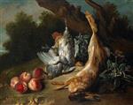 Jean Baptiste Oudry  - Bilder Gemälde - Still Life with Dead Game and Peaches in a Landscape