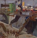 John Lavery - Bilder Gemälde - American Troops Embarking, Southampton