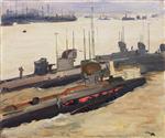 John Lavery  - Bilder Gemälde - British Mine-Laying Submarines, Harwich