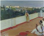 John Lavery  - Bilder Gemälde - Evening on the House Top, Tangier 