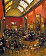 John Lavery  - Bilder Gemälde - King George V, Accompanied by Queen Mary, at the Opening of the Modern Foreign and Sargent Galleries