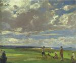John Lavery  - Bilder Gemälde - Lady Astor playing golf at North Berwick