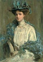 John Lavery  - Bilder Gemälde - Portrait of a Lady in Blue