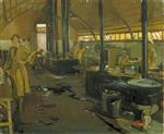 John Lavery  - Bilder Gemälde - Queen Mary's Army Auxiliary Corps Cookhouse, Rouxmesnil