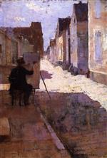 John Lavery  - Bilder Gemälde - The Principal Street at Grez