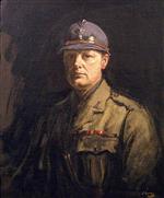 John Lavery  - Bilder Gemälde - Winston Churchill, Wearing a French Poilu's Steel Helmet