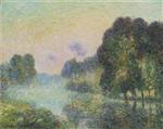Gustave Loiseau  - Bilder Gemälde - By the Eure River - Fog Effect