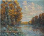 Gustave Loiseau  - Bilder Gemälde - By the River in Autumn