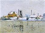 Gustave Loiseau  - Bilder Gemälde - Factory by the Oise, the Effect of Snow