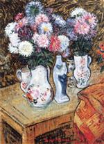 Gustave Loiseau  - Bilder Gemälde - Flowers and Statue