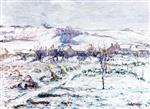 Gustave Loiseau  - Bilder Gemälde - Le clos à Hédouville, effet de neige