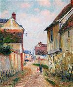 Gustave Loiseau  - Bilder Gemälde - Mother and Child on a Street in Pontoise