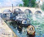 Gustave Loiseau  - Bilder Gemälde - The Pont Marie, a Wash Boat, Paris