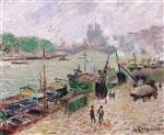 Gustave Loiseau  - Bilder Gemälde - The Port Henri IV, Paris