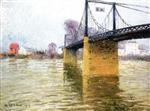 Gustave Loiseau  - Bilder Gemälde - The Suspension Bridge at Triel