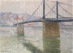 Gustave Loiseau  - Bilder Gemälde - The Suspension Bridge at Triel sur Seine