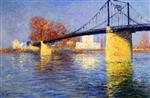 Gustave Loiseau  - Bilder Gemälde - The Suspension Bridge at Triel-sur-Seine