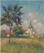 Gustave Loiseau  - Bilder Gemälde - Village Church by the Fields at Ble