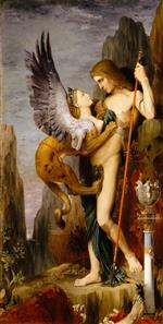 Gustave Moreau  - Bilder Gemälde - Oedipus and the Sphinx