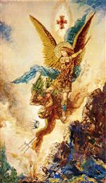 Gustave Moreau  - Bilder Gemälde - Saint Michael Vanquishing Satan