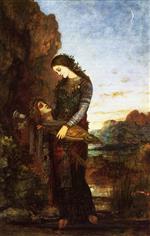 Gustave Moreau  - Bilder Gemälde - Young Thracian Woman Carrying the Head of Orpheus