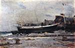 Alexei Petrowitsch Bogoljubow  - Bilder Gemälde - Boats in Etretat