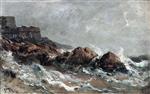 Alexei Petrowitsch Bogoljubow  - Bilder Gemälde - Cliffs in Saint Malo