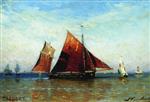 Alexei Petrowitsch Bogoljubow  - Bilder Gemälde - Fishermen in Treport