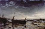 Alexei Petrowitsch Bogoljubow  - Bilder Gemälde - Fishing Boat, Etretat