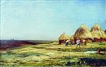 Alexei Petrowitsch Bogoljubow  - Bilder Gemälde - Harvesters in Ablyazovo
