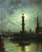 Alexei Petrowitsch Bogoljubow  - Bilder Gemälde - Moonlit Night on the Neva