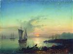 Alexei Petrowitsch Bogoljubow  - Bilder Gemälde - Sunset by the Sea
