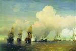 Alexei Petrowitsch Bogoljubow  - Bilder Gemälde - The Battle near Kronstadt