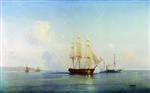 Alexei Petrowitsch Bogoljubow  - Bilder Gemälde - The Battle of a Russian Brig with Turkish Ships